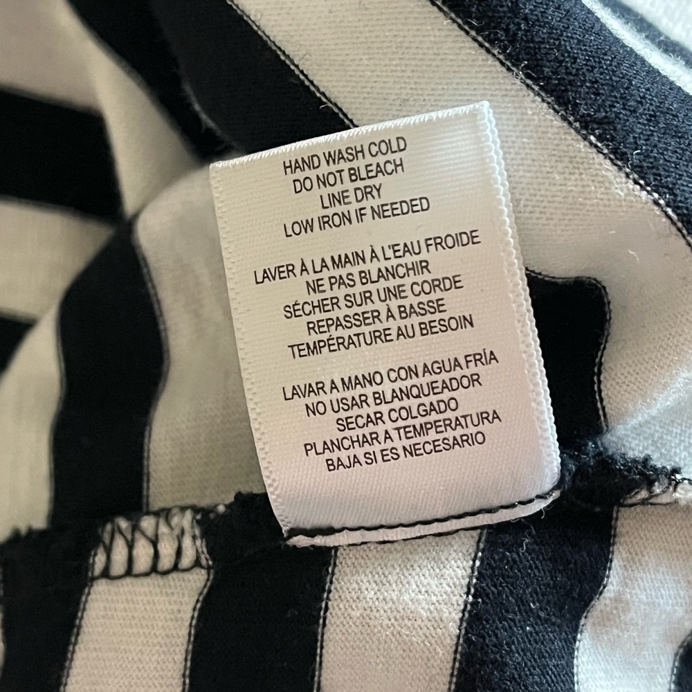 Bobeau Flutter Sleeve Striped Black & White Tee Soft T-Shirt Large - Picture 8 of 8